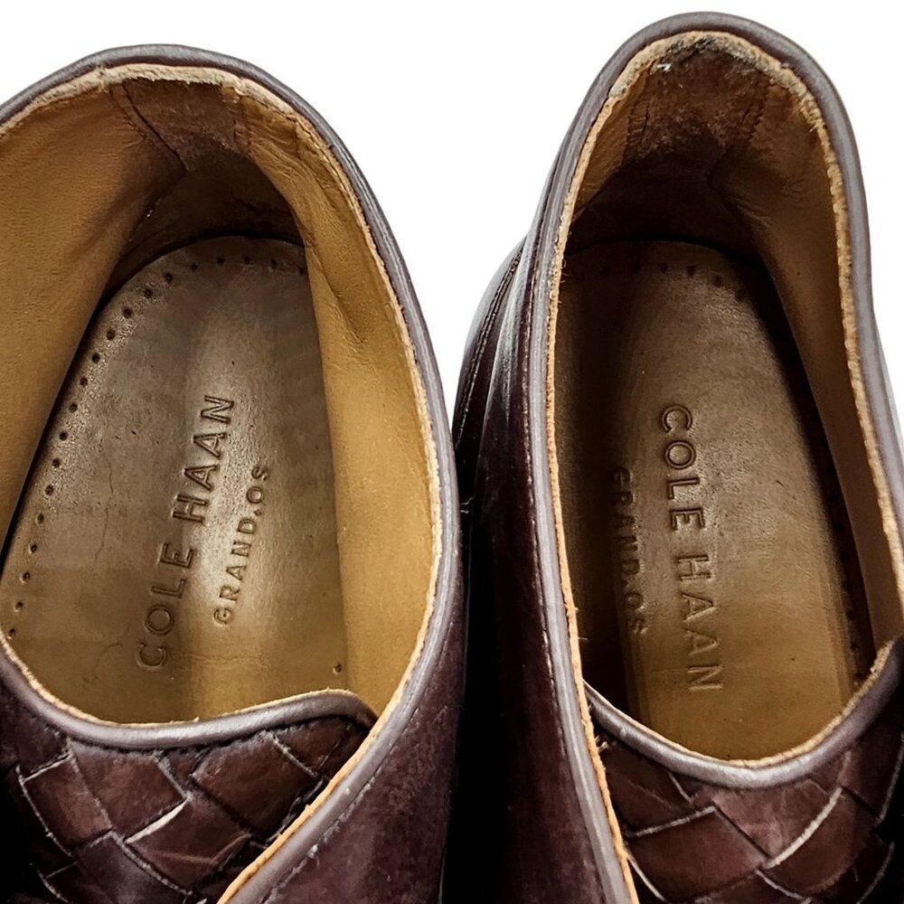 Cole Haan Cambridge Brown Woven Leather Chukka Boots Mens 8.5M Dress Shoes Ankle - Picture 12 of 16